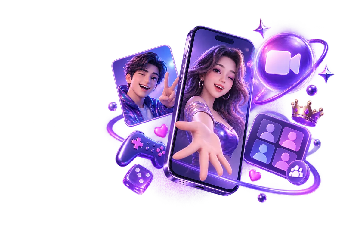 Illustration representing Meto Live live video chat experience
