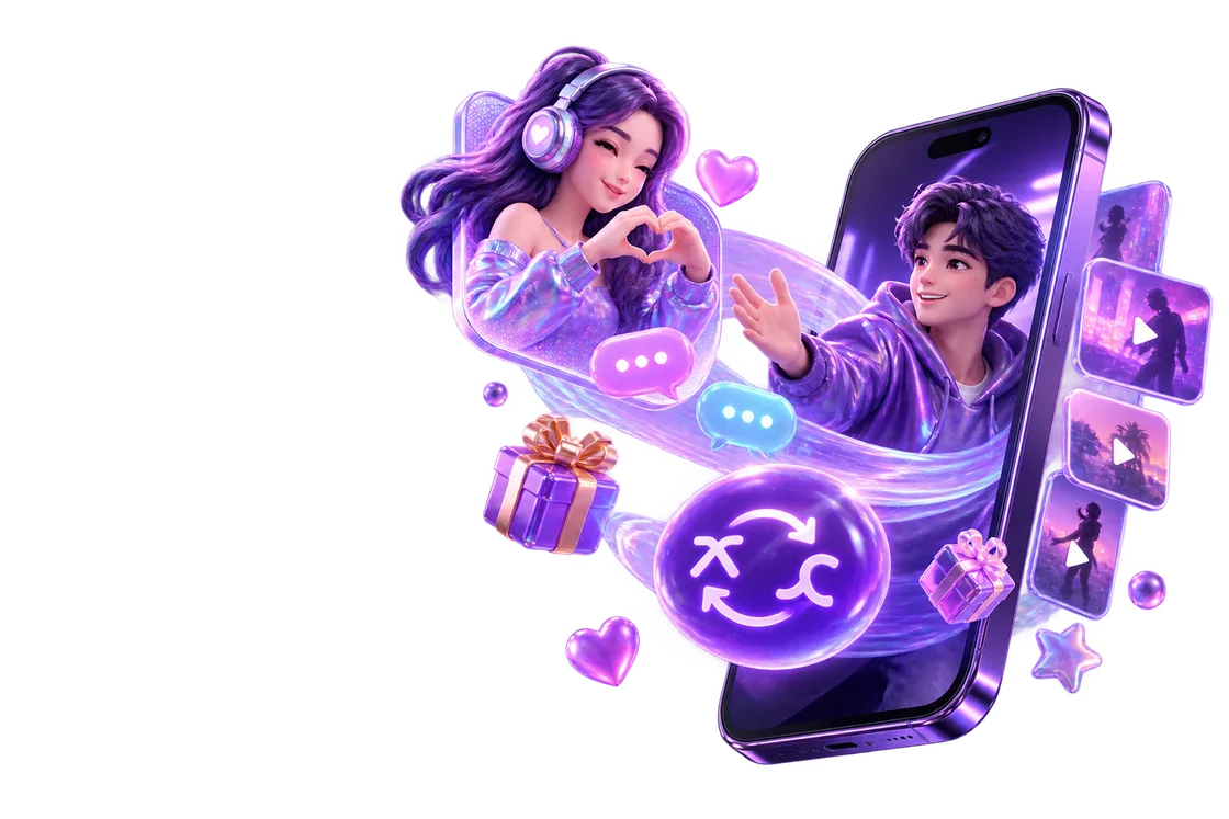 Illustration representing Olamet live video chat experience