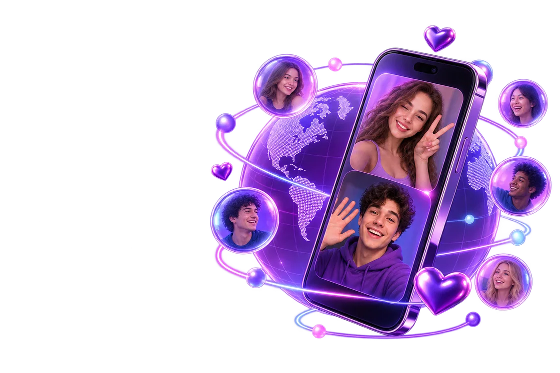 Illustration representing OmeTV live video chat experience