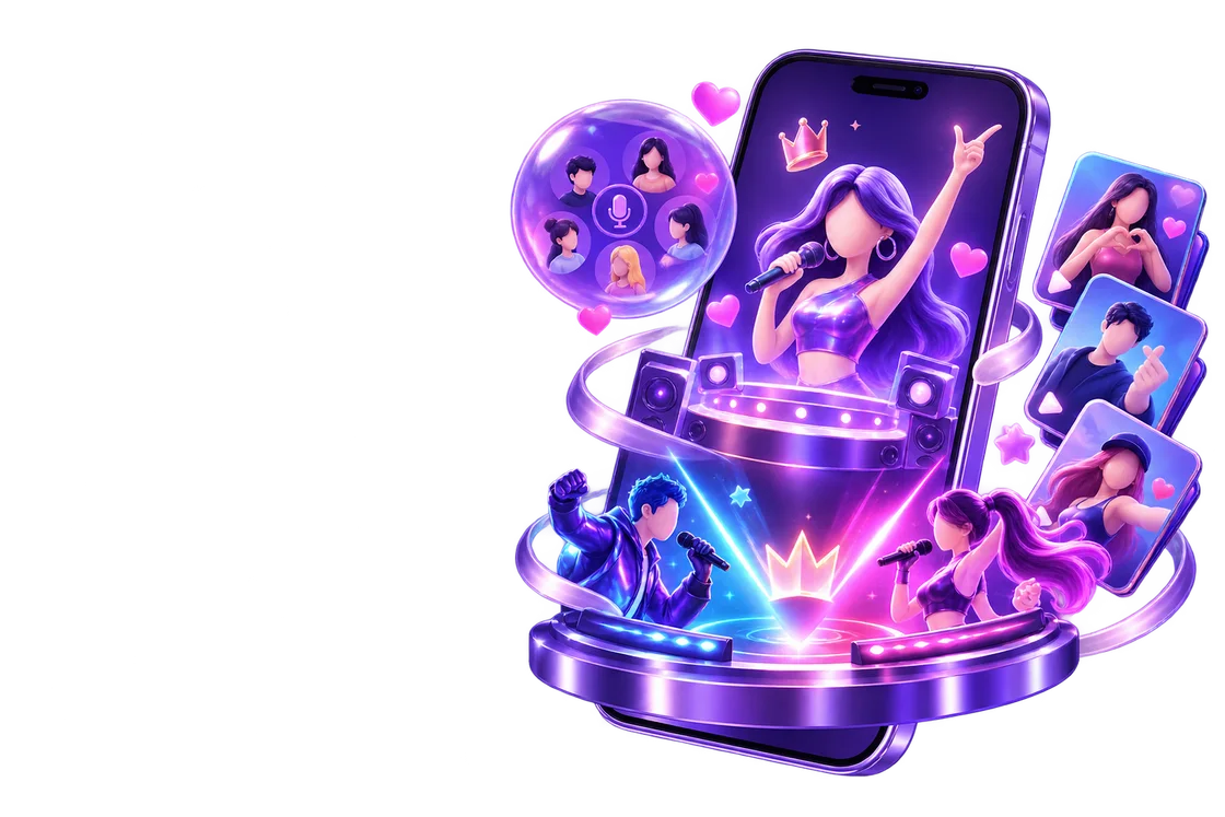 Illustration representing Poppo Live live video chat experience