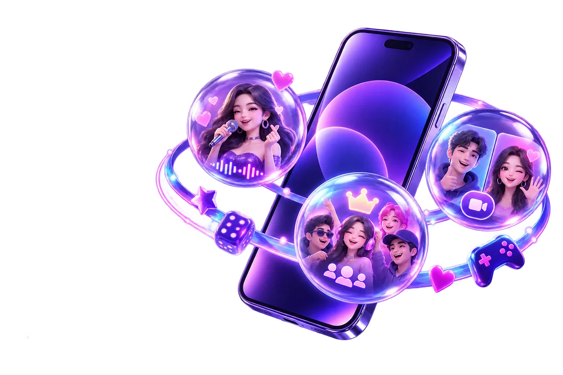 Illustration representing Recho Live live video chat experience