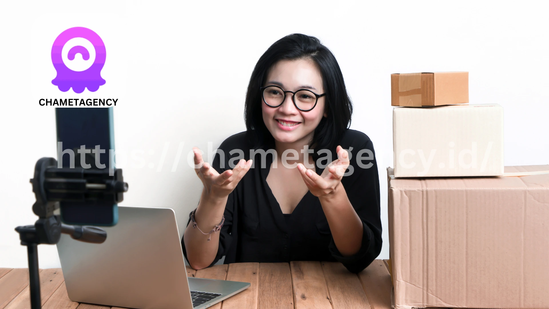 A hostess using the Chamet Agency Portal on her laptop