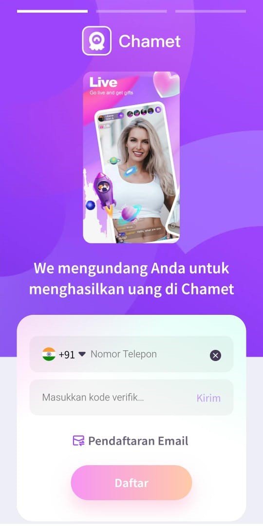 Chamet Live Host Registration Step 1